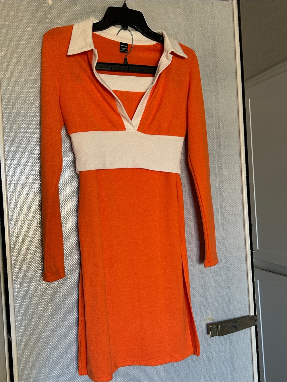Orange and White Long-Sleeve Skirt Set